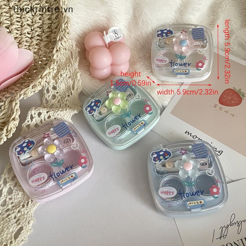 THI Hộp đựng kính áp tròng di động dễ thương dành cho bé gái Hộp đựng kính áp tròng tối giản Hộp đựng kính áp tròng Bộ du lịch VN