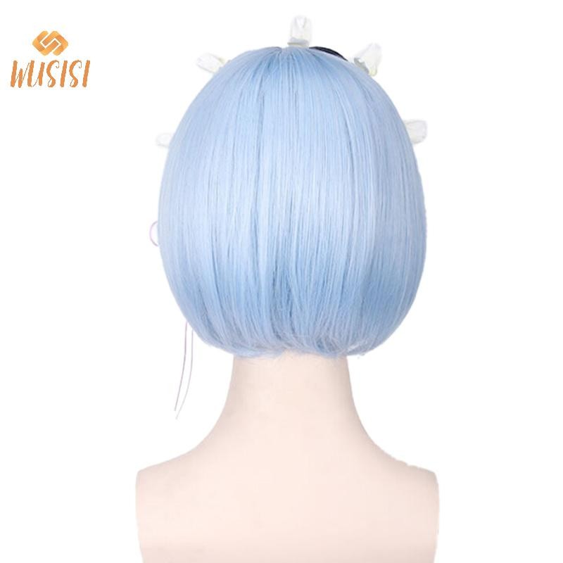 [WUSISI] Hajimeru Isekai Seikatsu Rem Ram Twins Màu xanh hồng Cosplay Tóc giả + Chân Đảng Mới MỚI