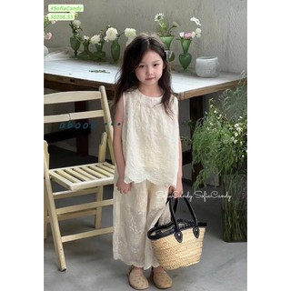 13-40kg (hàng thiết kế) Bộ thô thêu áo quần cổ tròn sofia