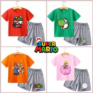 Bộ Super Mario Bộ Áo Thun Thời Trang Trẻ Em Mùa Hè Thoải Mái Quần short Tay Ngắn Bộ Thể Thao Thông Thường Quà Tặng