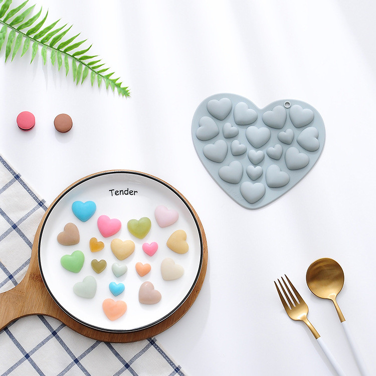17 Khoang Kích Thước Khác Nhau Khuôn Silicon Hình Trái Tim Ngày Lễ Tình Nhân Series Khuôn Socola Fondant Bánh Trang Trí Khuôn DIY Dụng Cụ Nướng Bánh