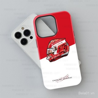 Ốp lưng điện thoại dùng cho iPhone F1 tay đua Charles Leclerc Mũ bảo hiểm dùng cho iPhone 16Pro/15 vỏ điện thoại dùng cho người hâm mộ Quà Tặng 14/13/12/11 Vỏ bảo vệ 2 trong 1 ZHFN
