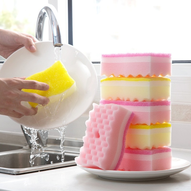 Miếng bọt biển đầy màu sắc Bàn chải làm sạch mỡ bẩn Bàn chải lau bụi sạch cho nhà bếp Phòng tắm Dụng cụ làm sạch ô tô