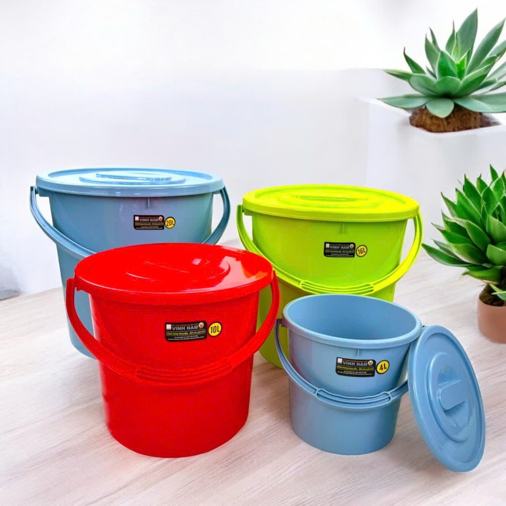 Xô Nhựa Có Nắp Ko Nắp 4 Lít Đến 20 Lít Vinh Nam Plastic Xô Nhựa Có Quai Xách Xô Nước Mã 365 - 373