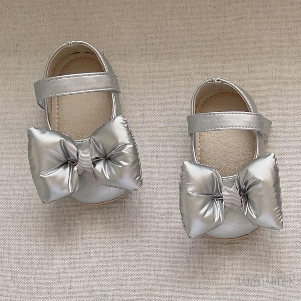 / / -Baby Girls Mary Jane Flats Puffy Bowknot Giày nôi sơ sinh chống trượt