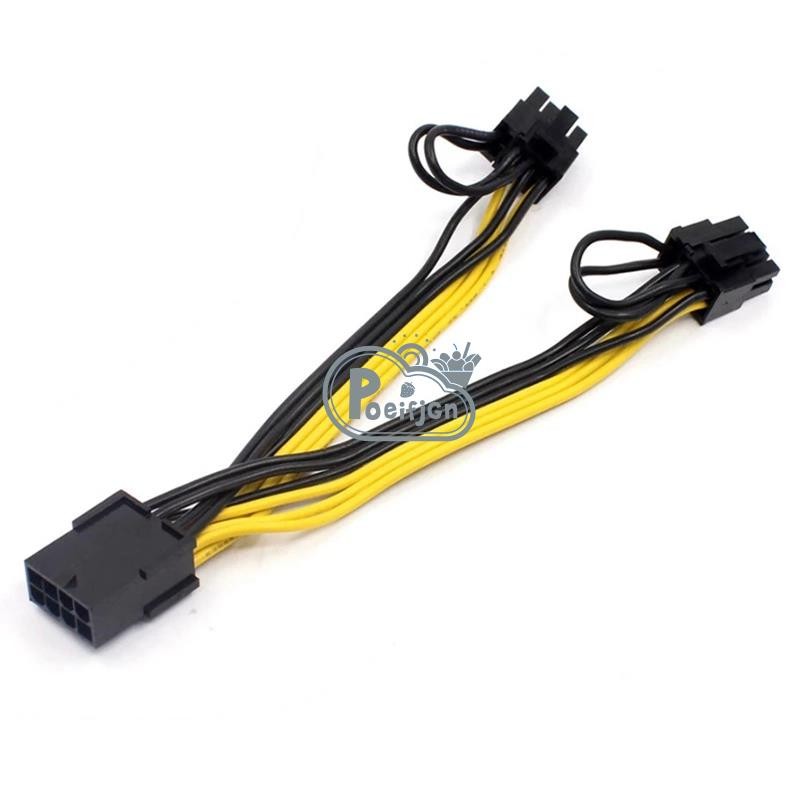 Cpu EPS 8Pin sang 2 cổng PCIe 8Pin Dual PCI-E 6 + 2Pin Y Splitter Miner GPU Card đồ họa Dây cáp cấp nguồn 18AWG 20CM