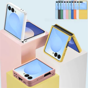 Ốp Lưng Mỏng Cảm Giác Da Cứng Cho Samsung Galaxy Z Flip 7 Z Flip 6 Z Flip 5 Z Flip 4 Z Flip 3 5G Bảo Vệ Sang Trọng Có Thể Gập Lại Chống Sốc PC Cứng Màu Kẹo