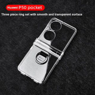PC Trong Suốt Giá Đỡ Nhẫn Ốp lưng Huawei P50 Pocket 5G Pocket 2 Pocket S Bảo Vệ 3 Miếng Ốp Lưng Chống Sốc