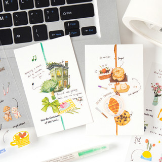 ENWEI 6 Cái [Dòng cuộn chữ tình yêu] Vật liệu chủ đề cho sự kết hợp cuộc sống Cắt chết Miếng dán PET phẳng Giấy Scrapbooking Chất liệu Bộ sổ lưu niệm