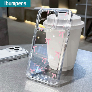 ibumpers Ốp Lưng IPhone Họa Tiết Nơ Màu Hồng Đẹp Ốp Điện Thoại Trong Suốt TPU Mềm Chống Sốc Cho IPhone 16 15 14 12 13 11 Pro Max IP 7 8 Plus X XS XR