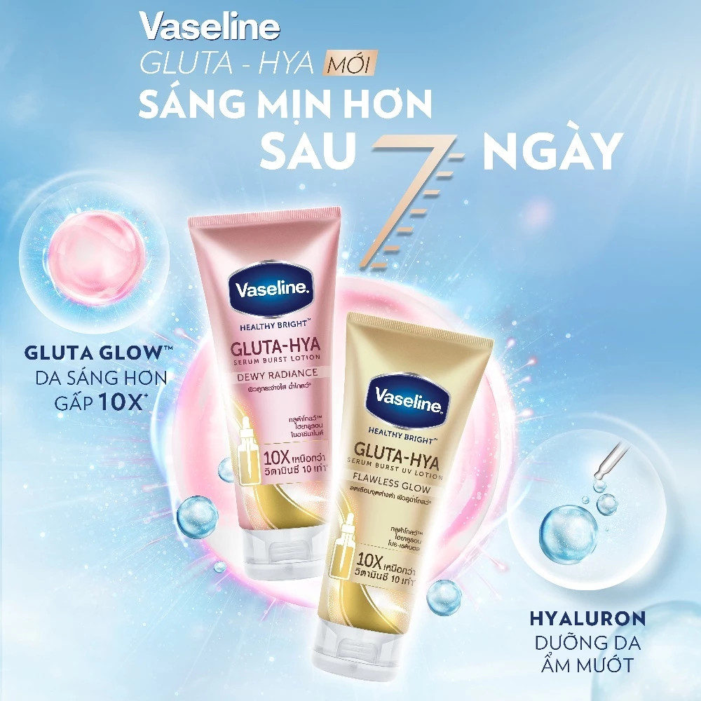 Sữa Dưỡng Thể Vaseline 10X Gluta-Hya Serum Burst Lotion Trắng Da Ban Đêm