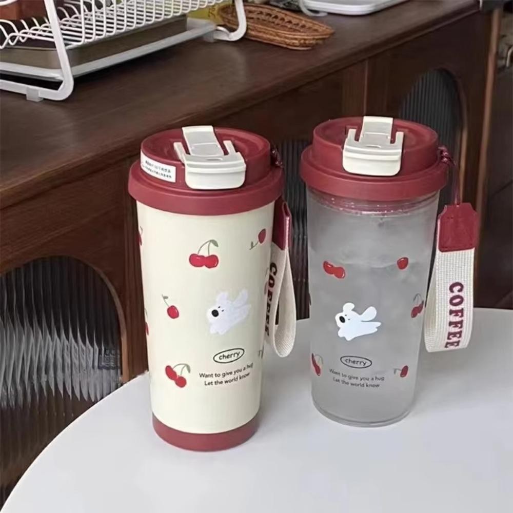 [Vận chuyển nhanh] Cốc nước SIMPLEAID, Chai nước chống rò rỉ uống nước đôi, Cốc cà phê có dây đựng dung tích lớn 550ml dễ thương dành cho học sinh
