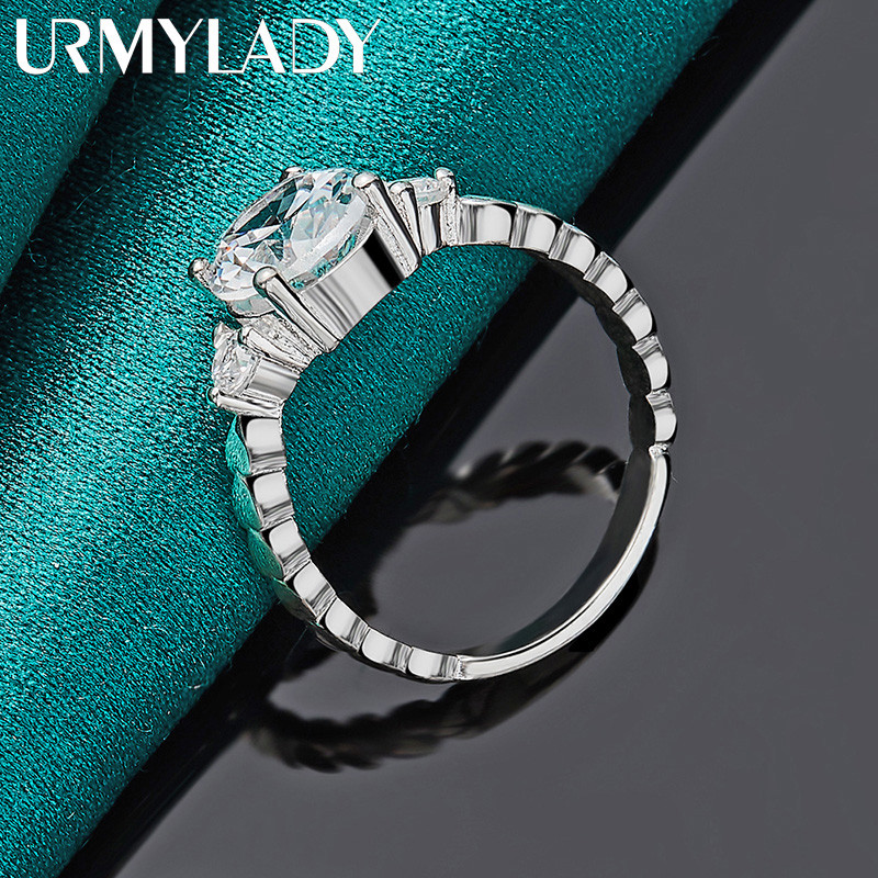 URMYLADY Bạc 925 Prong Set Zircon 7-10 # Nhẫn Nữ Cưới Thời Trang Quyến Rũ Trang Sức