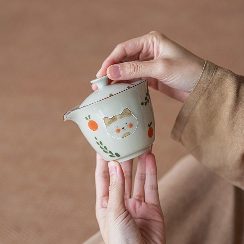 ✨Bộ trà Kung Fu gốm sứ sứ dễ thương màu xám cỏ
