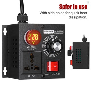 Ac220v 5000W Bộ điều chỉnh điện áp vô cấp Bộ điều khiển điện áp một pha biến thiên di động Bộ điều chỉnh đèn tốc độ nhiệt độ