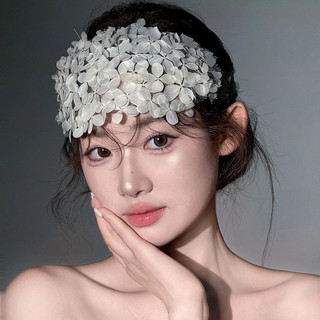 1 chiếc đeo đầu vòng cánh hoa trắng thủ công kiểu Pháp cổ điển với váy cưới cô dâu thanh lịch và phụ kiện trang điểm