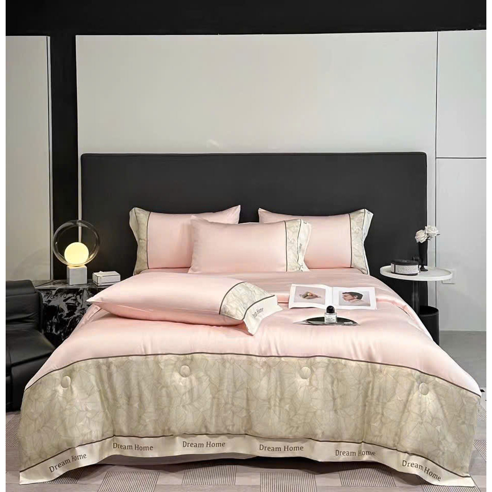 (ST811) Bộ Chăn Ga Gối Chất Liệu Phi Lụa Thoáng Mát, Mềm Mại Không Nhăn Rúm - MemMinbedding Luxury