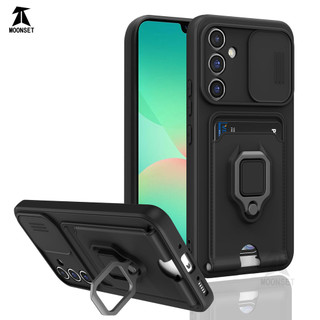Dành Cho Samsung Galaxy A26 / A25 5G / A24 4G Ốp Lưng 4 Trong 1 Trượt Camera Bao Đựng Thẻ Đứng Vuông Freebie Dây Chống Sốc Chống Rơi Mỏng Mềm TPU Cover