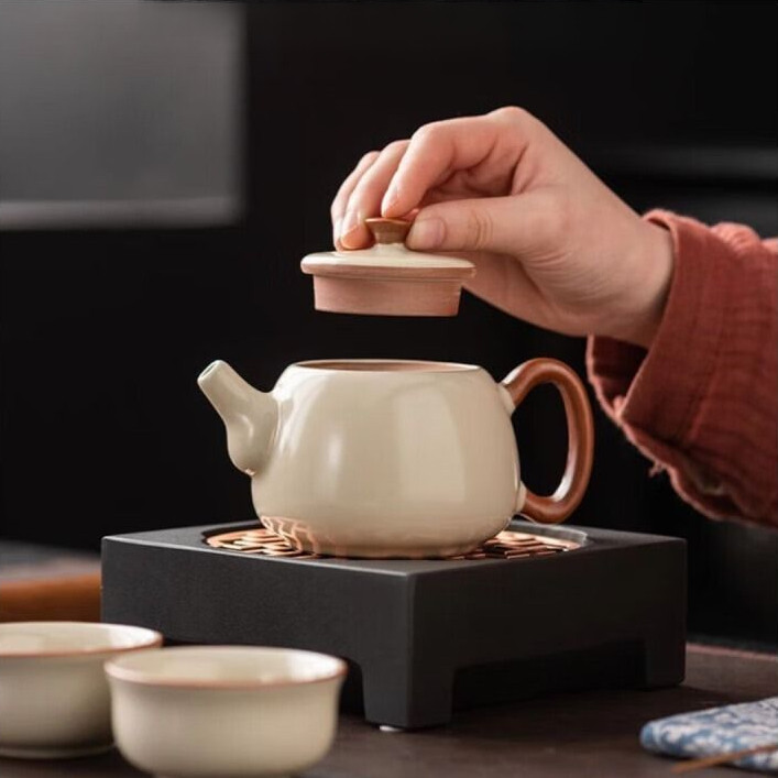 Be Ru Kiln Xishi Pot Open Slice Can Raise Ceramic Kung Fu Tea Set 210ml