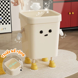 Thùng Rác Hoạt Hình Dễ Thương Decor Phòng Ngủ Phòng Khách, Thùng Rác Nhựa Có Nắp Cố Định Túi Rác