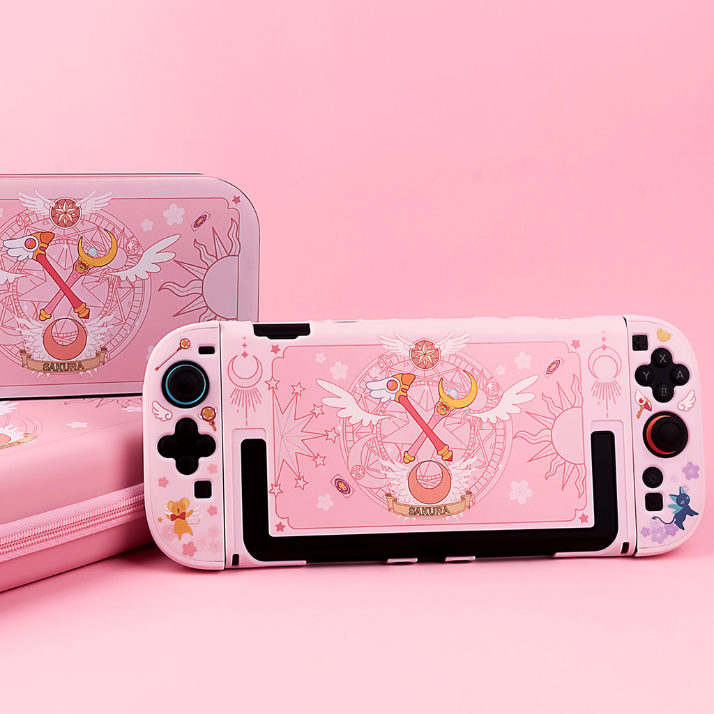 Nintendo Switch VUONG THI HONG TO Ốp bảo vệ cứng màu hồng theo chủ đề KINOMOTO Sakura cho Nintendo