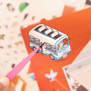 ENWEI 5 Cái [Dòng cảnh đường phố] Nhãn dán phong cảnh 3D Chất liệu chống nước cực lớn Phong cách hoạt hình Sổ lưu niệm Tạp chí Người lập kế hoạch Trang trí Nhãn dán văn phòng phẩm