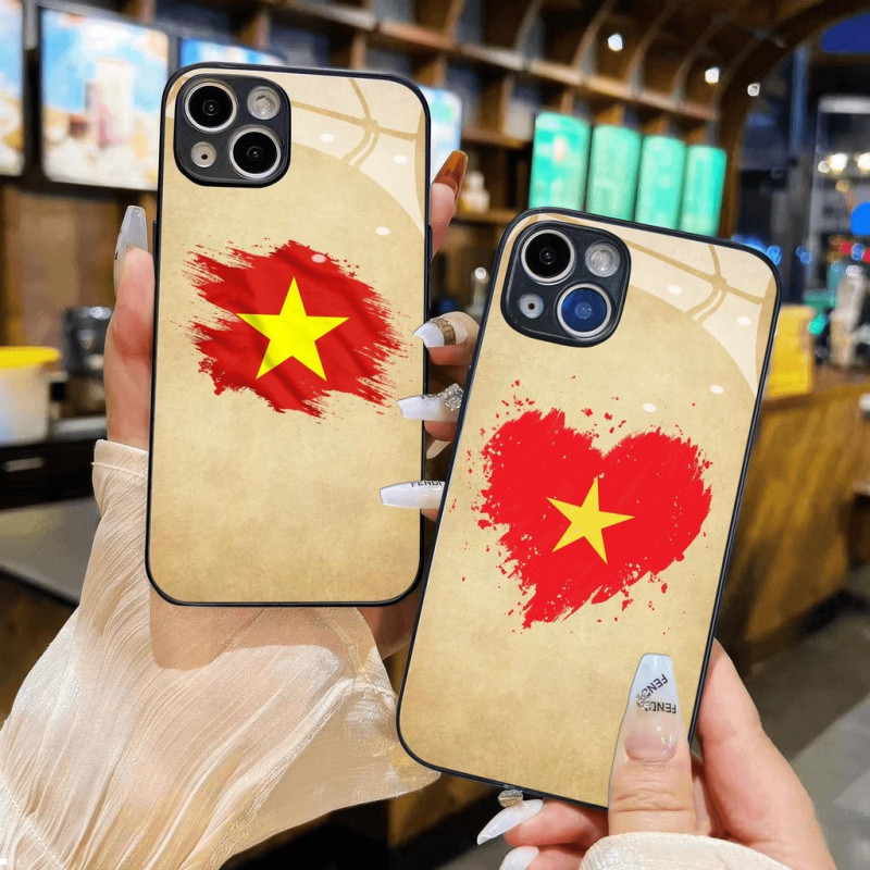 Cờ Đỏ Ngôi Sao Vàng Màu Nước Kính Dành Cho iPhone 16 17,15 14 13 12 11 8 7 6 6s 6p 7p 8p 6g 7g 8g Pro Max XR XS