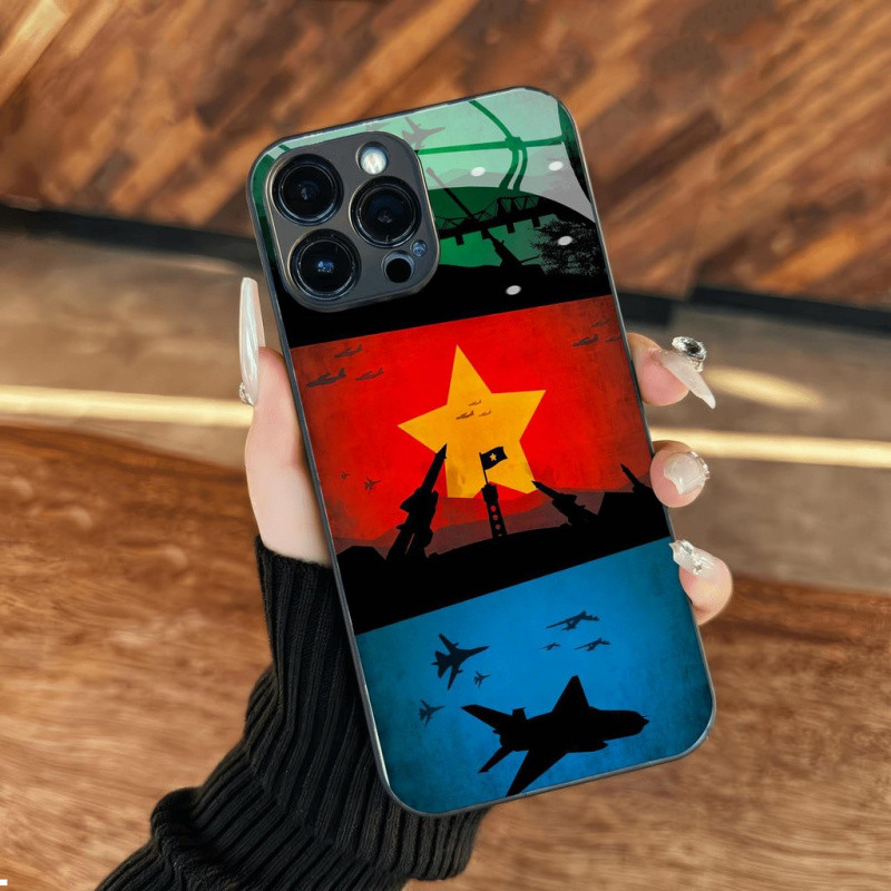 Ốp Lưng Kính Quốc Gia Ngôi Sao Đỏ Quốc Gia Cho iPhone 16 17,15 14 13 12 11 X XS XR 8 7 6 Pro Max Plus Mini 6s 6g 7g 8g 6p 7p 8p