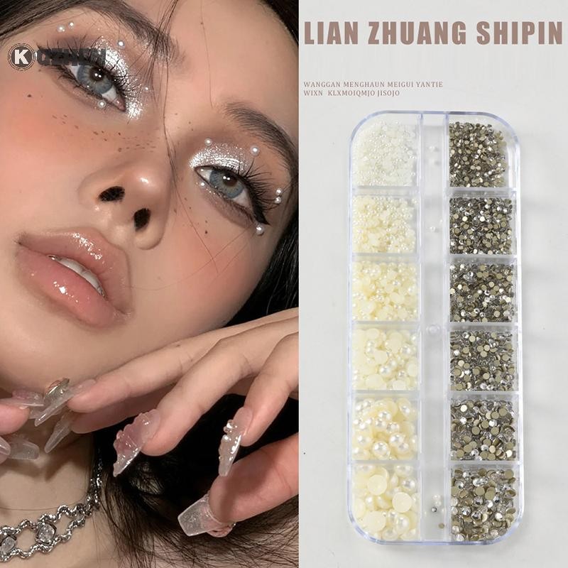 Kuzhen Pha Lê Mặt Hình Xăm Lễ Hội Ngọc Tự Dính Cơ Thể Đá Quý Dán Bling Kim Cương Giả Trang Điểm Mặt Mắt Miếng Dán Cho Bữa Tiệc HOT