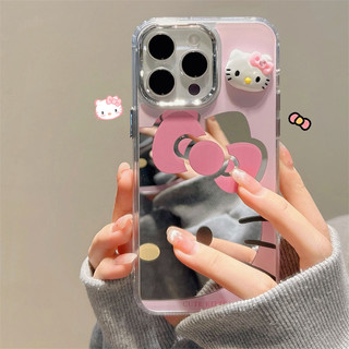Ốp Điện Thoại Gương 3D Hello Kitty Cho Samsung Galaxy S25 S24 S23 S22 S21 S20 Plus Ultra FE Lite Note 20 Ultra A10 M10 A10s A30 A20 Ốp Lưng Hoạt Hình Dễ Thương Rỗng Vỏ Trang Điểm