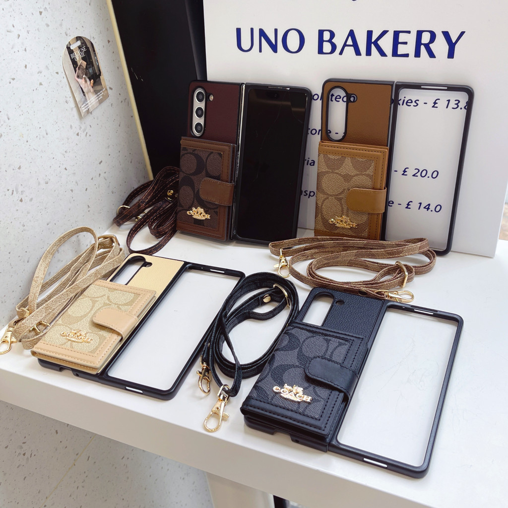 Ốp Điện Thoại Gấp Sang Trọng Cao Cấp Cho Samsung Galaxy Z Fold 2 3 4 5 6 7 Phong Cách Vintage Có Dây Cho Z Fold7 Với Giá Đỡ Thẻ Sang Trọng Chống Sốc Vỏ Bảo Vệ