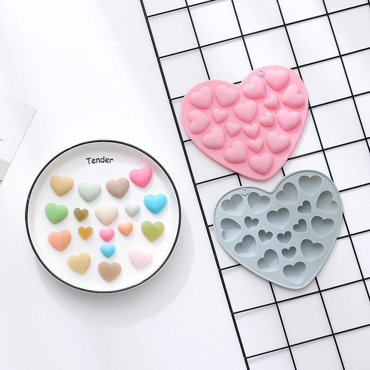 17 Khoang Kích Thước Khác Nhau Khuôn Silicon Hình Trái Tim Ngày Lễ Tình Nhân Series Khuôn Socola Fondant Bánh Trang Trí Khuôn DIY Dụng Cụ Nướng Bánh