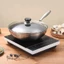 YUJUNI Chảo Chiên, Vỏ Nồi Kính Cường Lực Có Thể Nhìn Thấy, Núm Inox Bền Đẹp Chảo Tròn Nắp Chảo Phụ Kiện Nhà Bếp