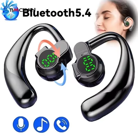 Tai nghe khử tiếng ồn có độ trễ thấp - Tai nghe hiển thị kỹ thuật số thời trang - Tai nghe Bluetooth 5.4 - Tai nghe móc tai đơn thể thao - Dành cho điện thoại di động, máy tính
