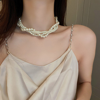 Vòng cổ ngọc trai nhiều lớp phong cách Hàn Quốc Vòng cổ cổ thời trang và khí chất, phụ kiện Vòng cổ xương đòn cao cấp dành cho nữ