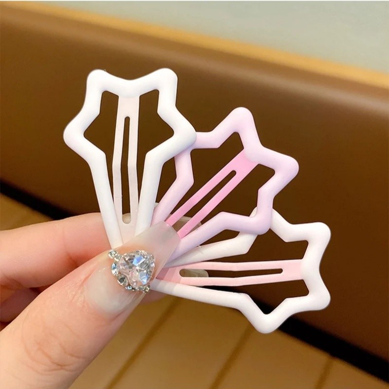 3 Chiếc BB Kẹp Tóc Pin Kim Loại Màu Kẹo Phụ Kiện Tóc Mini Kẹp Tóc Cô Gái Kẹp Bên Pentagram Kẹp Tóc