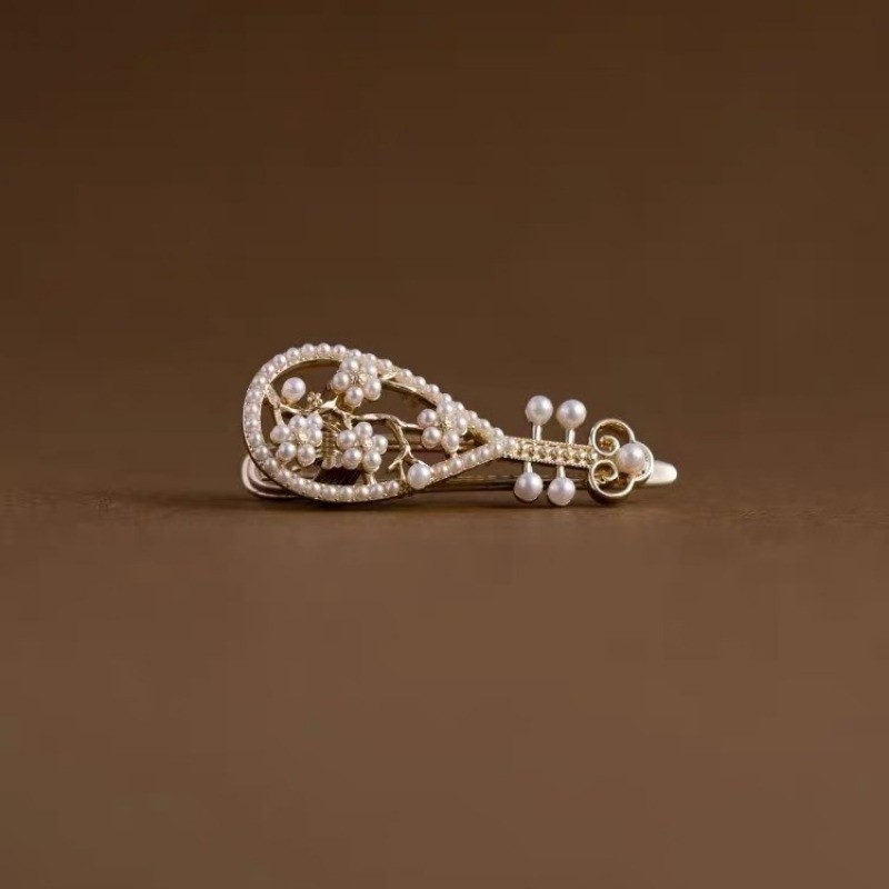 MAUROPOLI [Sẵn Sàng] Kẹp Tóc Cổ Nhẹ Nhàng Phong Cách Trung Hoa Mới Phong Cách Cổ Tích Nổ Kẹp Tóc Ngọc Trai Rỗng Kẹp Tóc Bên Mỏ Vịt Kẹp Mũ Đội Đầu