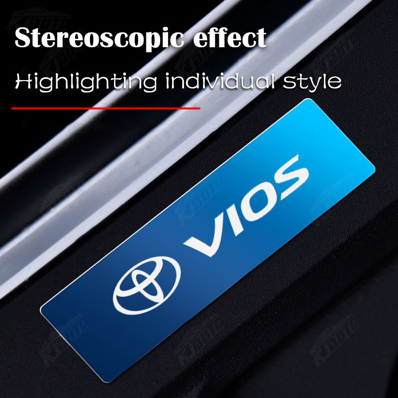Toyota Vios Gương Kim Loại Logo Xe Hơi Miếng Dán 3D Huy Hiệu Thép Không Gỉ Cá Tính Sửa Đổi Nội Thất Phụ Kiện