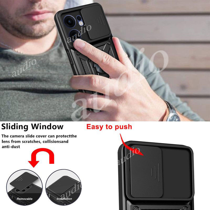 Ốp lưng chống sốc ống kính máy ảnh trượt OPPO reno13 f 5G cho OPPO Reno 13F 13 f reno13f 5G 2025 Armor Case Xe hơi Giá đỡ vòng từ tính Giá đỡ đẩy cho OPPO reno13 f reno13f 5G Vỏ bảo vệ