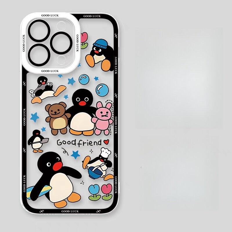 Ốp Lưng Cho Iphone 16 Pro Max 11 12 13 14 15 Pro Max 6 6S 7 8 Plus X XS XR SE 2 3 Ốp Điện Thoại Anime Dễ Thương Pingu Hoạt Hình Động Vật Chim Cánh Cụt TPU Chống Sốc Camera Bảo Vệ Mềm Mại
