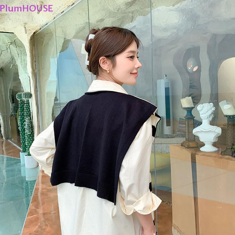 Plumhouse Trận đấu mới Dệt kim sọc đen trắng Trang trí thời trang phù hợp Trang trí trang web Đỏ Plus Size Bảo vệ cổ Khăn choàng vai VN