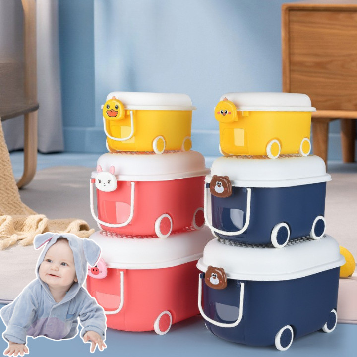 Thùng Đựng Đồ Chơi Cho Bé, Thùng Đựng Đồ Đa Năng Size Lớn Có Bánh Xe, Mặt Thùng Có Thể Chơi L.eGo Dinohome