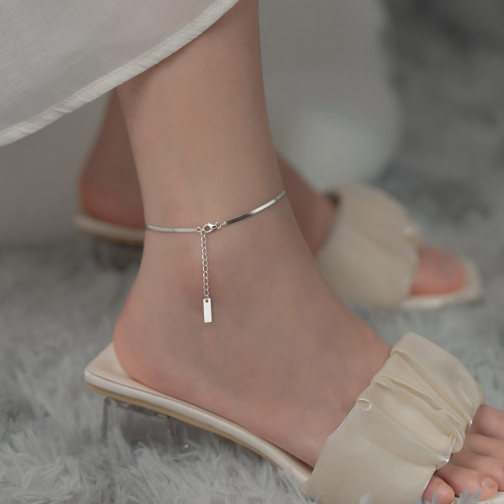 Mới Hợp Thời Trang Influencer Bạc 925 Bóng Xương Rắn Vòng Chân Fema