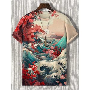 Mới Top 3D Nhật Bản In Áo nam Ukiyo-e Áo Thun Nữ Tay Ngắn Ngoài Trời