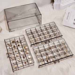 Hộp phân loại trang sức MEGOCE, Hộp trang sức trong suốt Acrylic dung tích lớn, Phong cách ngăn kéo chất lượng Hộp lưu trữ bông tai nhiều lớp Vòng cổ bông tai
