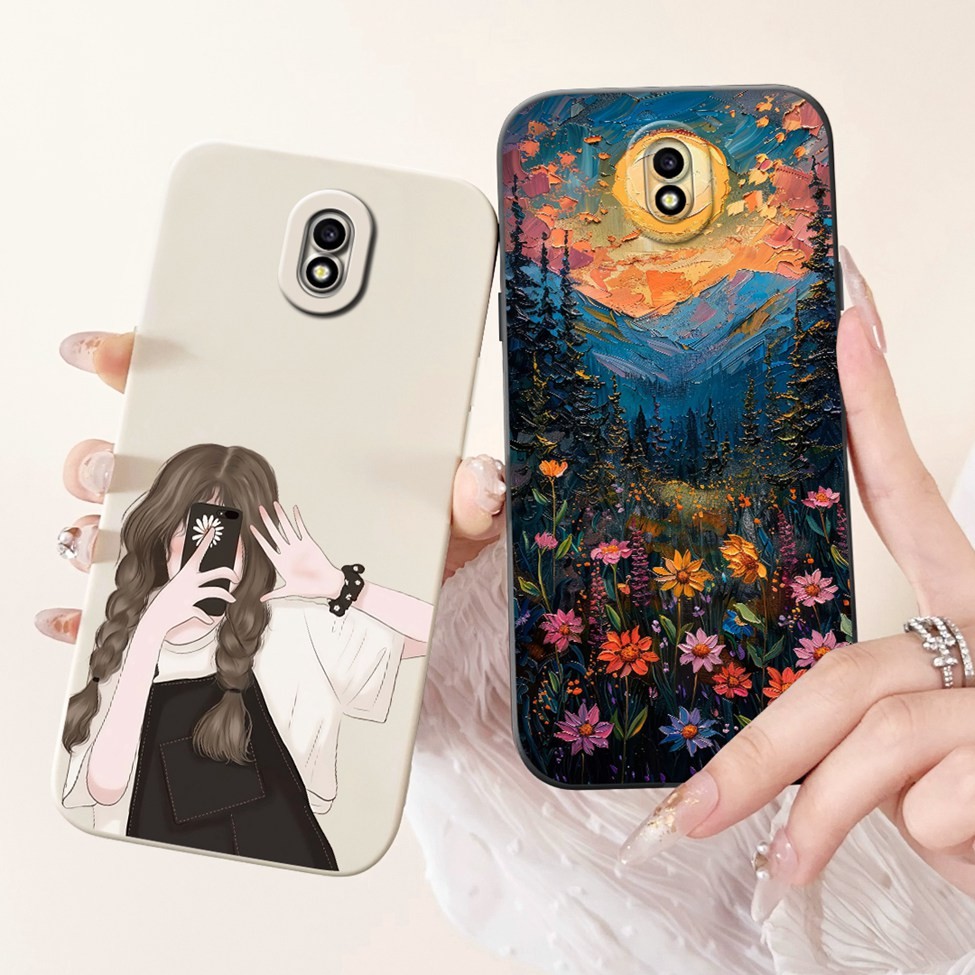 Ốp Cho Samsung J3 2017 J330FN J330N Dành Cho Samsung J3 Pro Ốp Lưng J330 Hoa Thời Trang Sang Trọng Kawaii Mèo Dễ Thương Chống Sốc