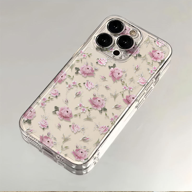 Hoa Hồng Cây Hoa Cúc Vỏ Điện Thoại Cho IPhone 16 Pro Max 16E 15 14 13 12 11 Pro Max XS 7 8 Plus 13 Vỏ Mini Mềm Trong Suốt Họa Tiết Silicon Thời Trang TPU Trong Suốt
