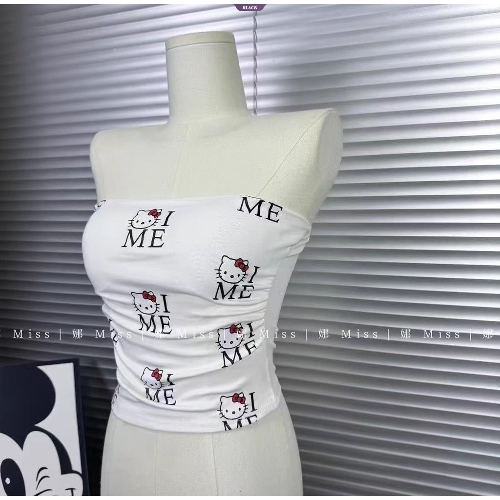 Có Miếng Lót Áo Ngực Một Vai Ống Top Nữ Mùa Hè Gợi Cảm Hello Kitty In Hình Tank Top Spice Girls Tops [BL]