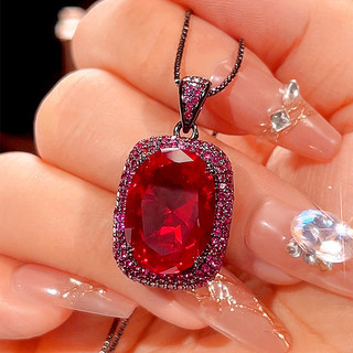 Trang sức nữ phong cách châu Âu và Mỹ, đá ruby đỏ và vàng đồng mạ vàng, kích thước 13x18