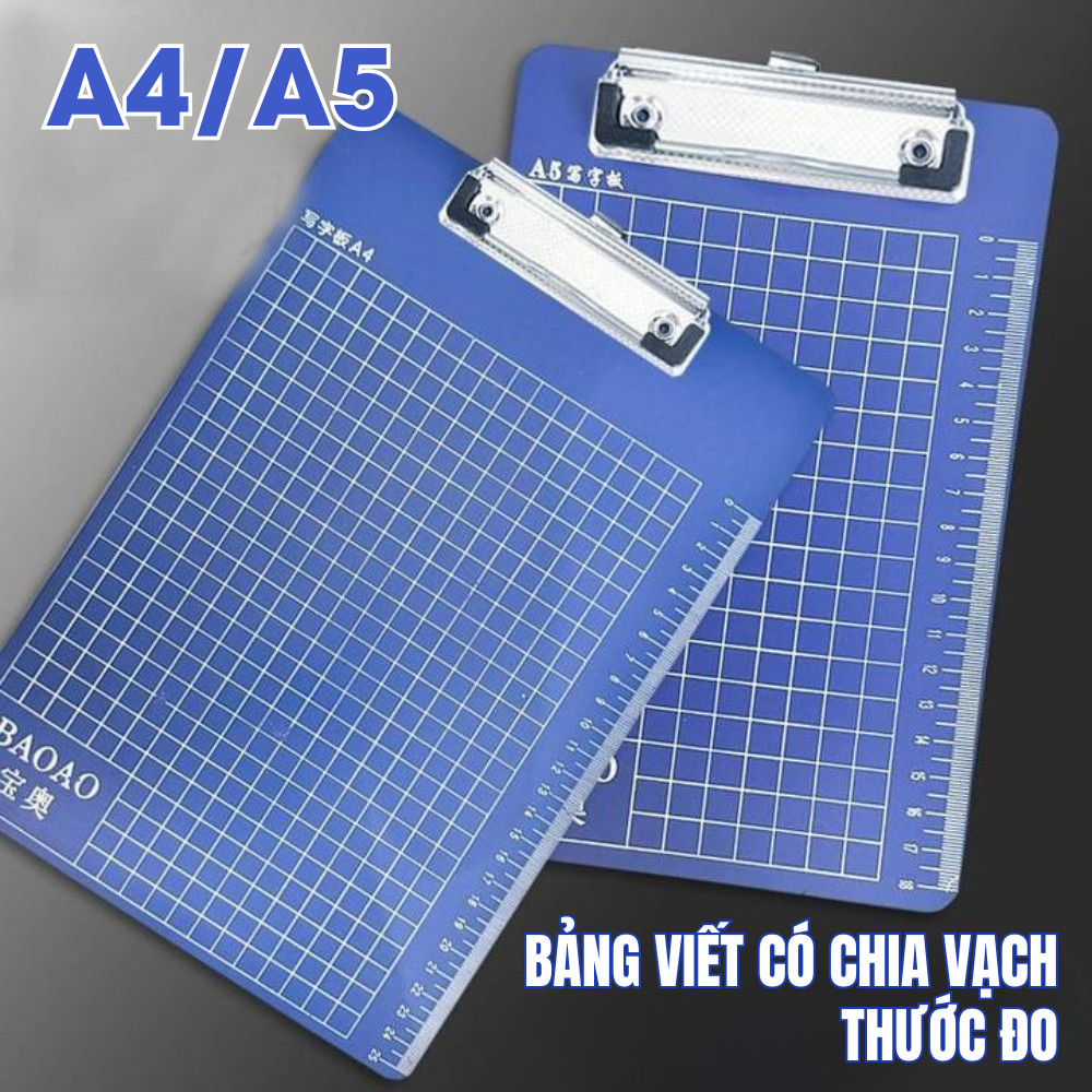 Bảng Kẹp Viết A4/A5 Cao Cấp - Bìa Trình Ký Văn Phòng Phẩm, Có Bảng Ô Vuông & Móc Treo Tiện Lợi